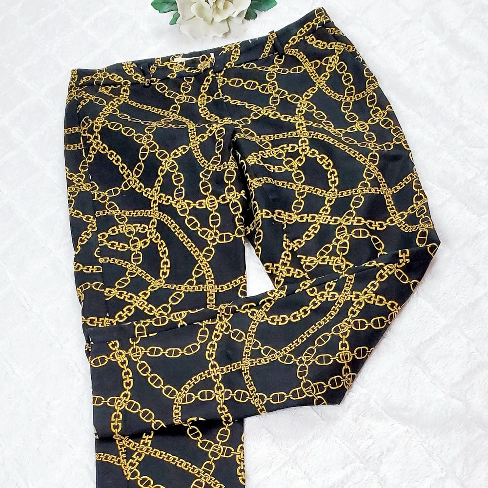 Michael Kors Black & Gold Chain Link Pants